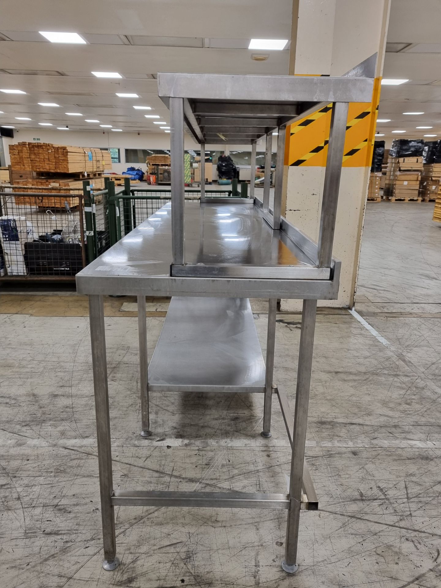 Stainless steel counter top unit with undershelf and gantry frame - 66x230x136cm - Image 3 of 5