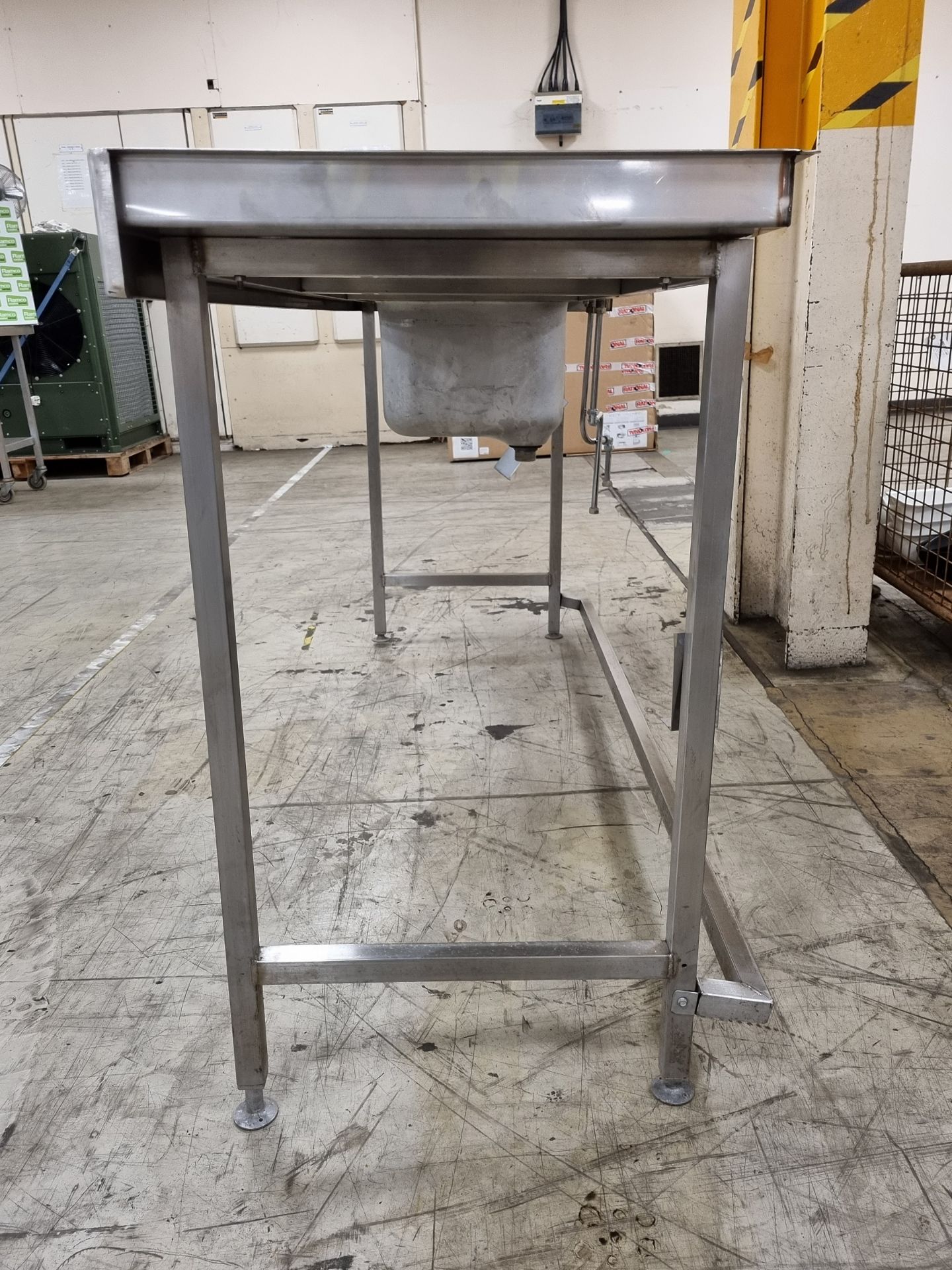 Stainless steel sink unit with side counter attachment - 55x188x96cm - Image 6 of 6