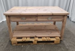 Wooden table two drawer with lower storage shelf