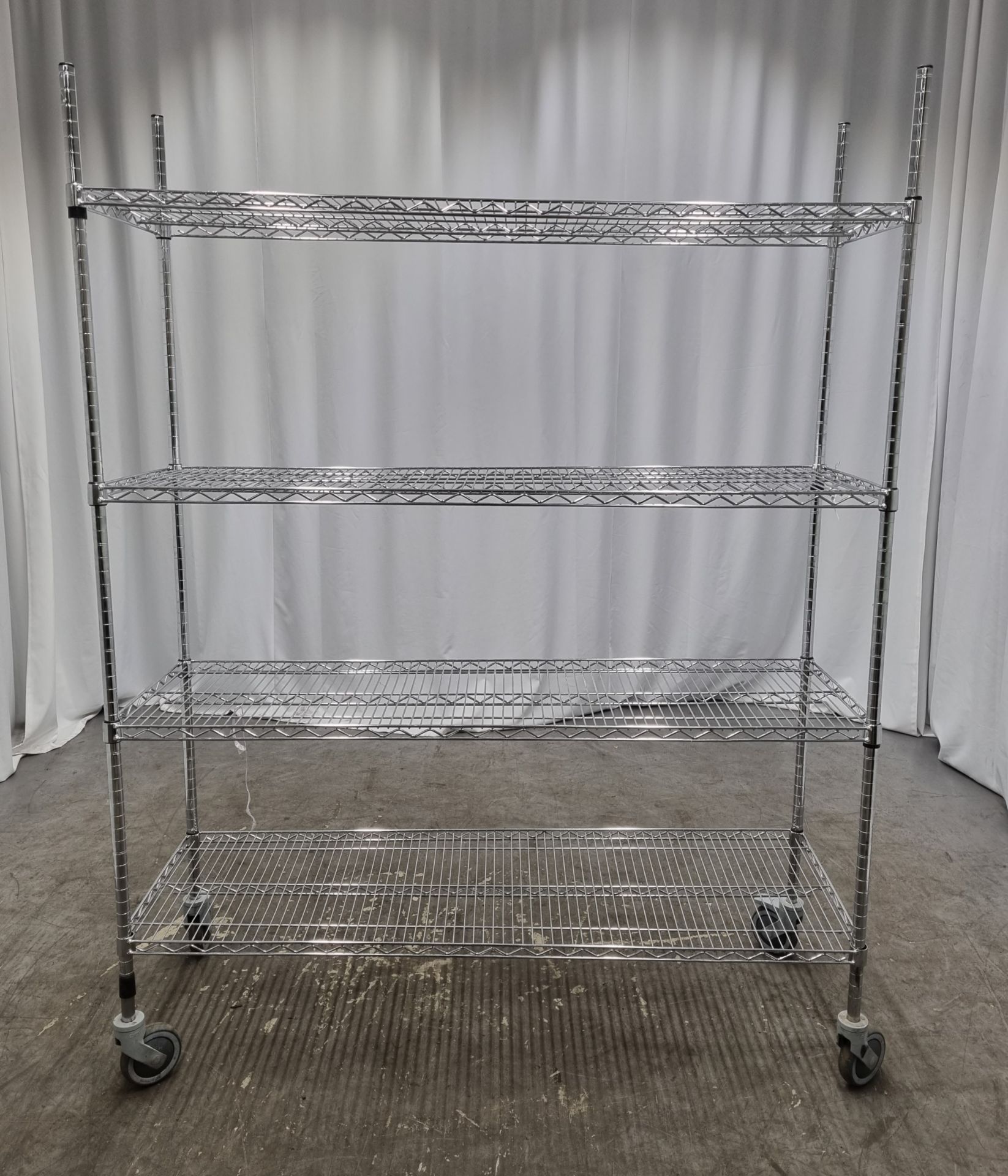 Stainless steel catering racking 4 x shelf on wheels