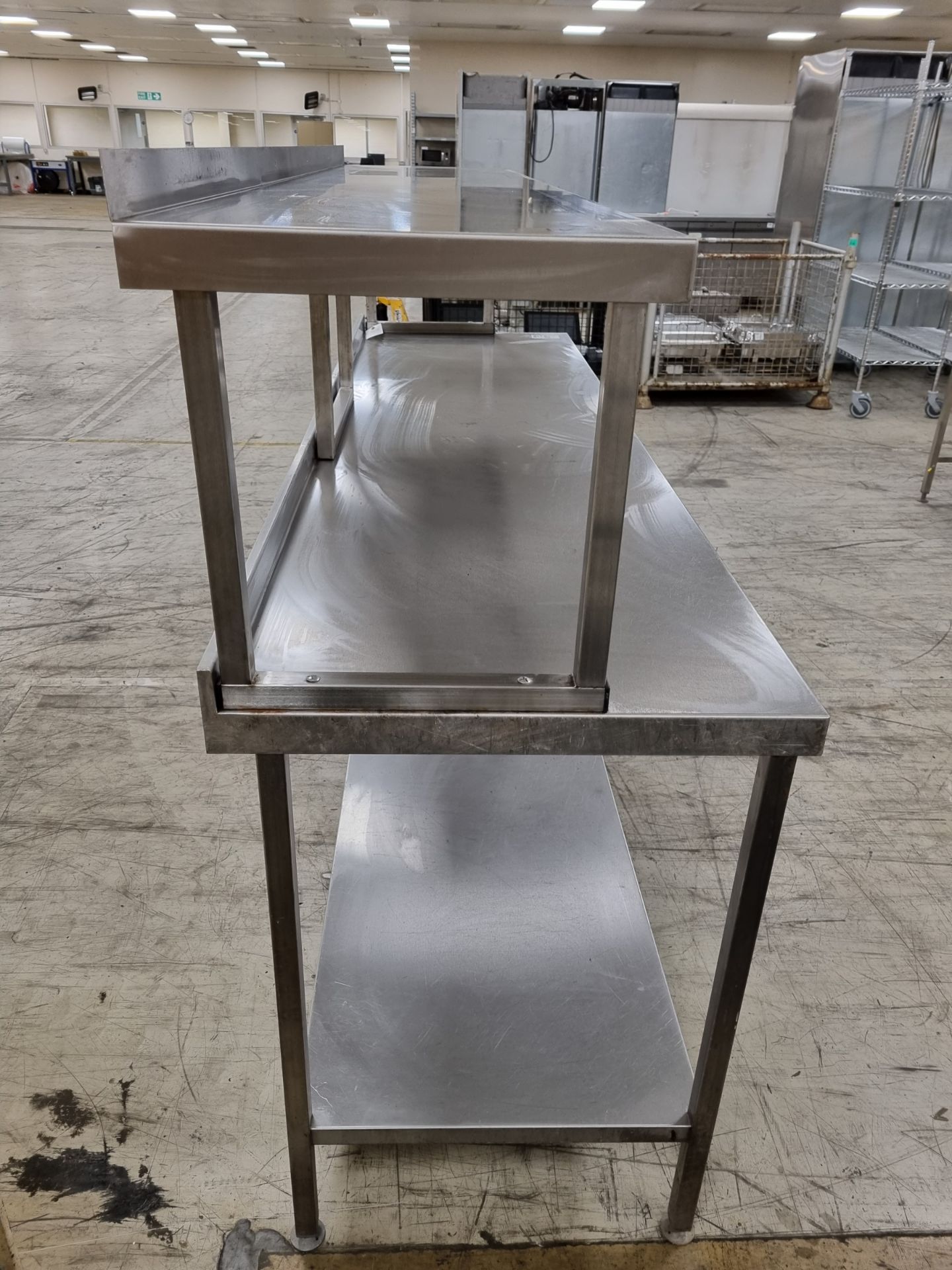 Stainless steel counter top unit with undershelf and gantry frame - 66x230x136cm - Image 5 of 5
