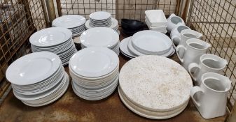 Catering equipment and supplies consisting of crockery,jugs,plates,cake stands, flan dishes