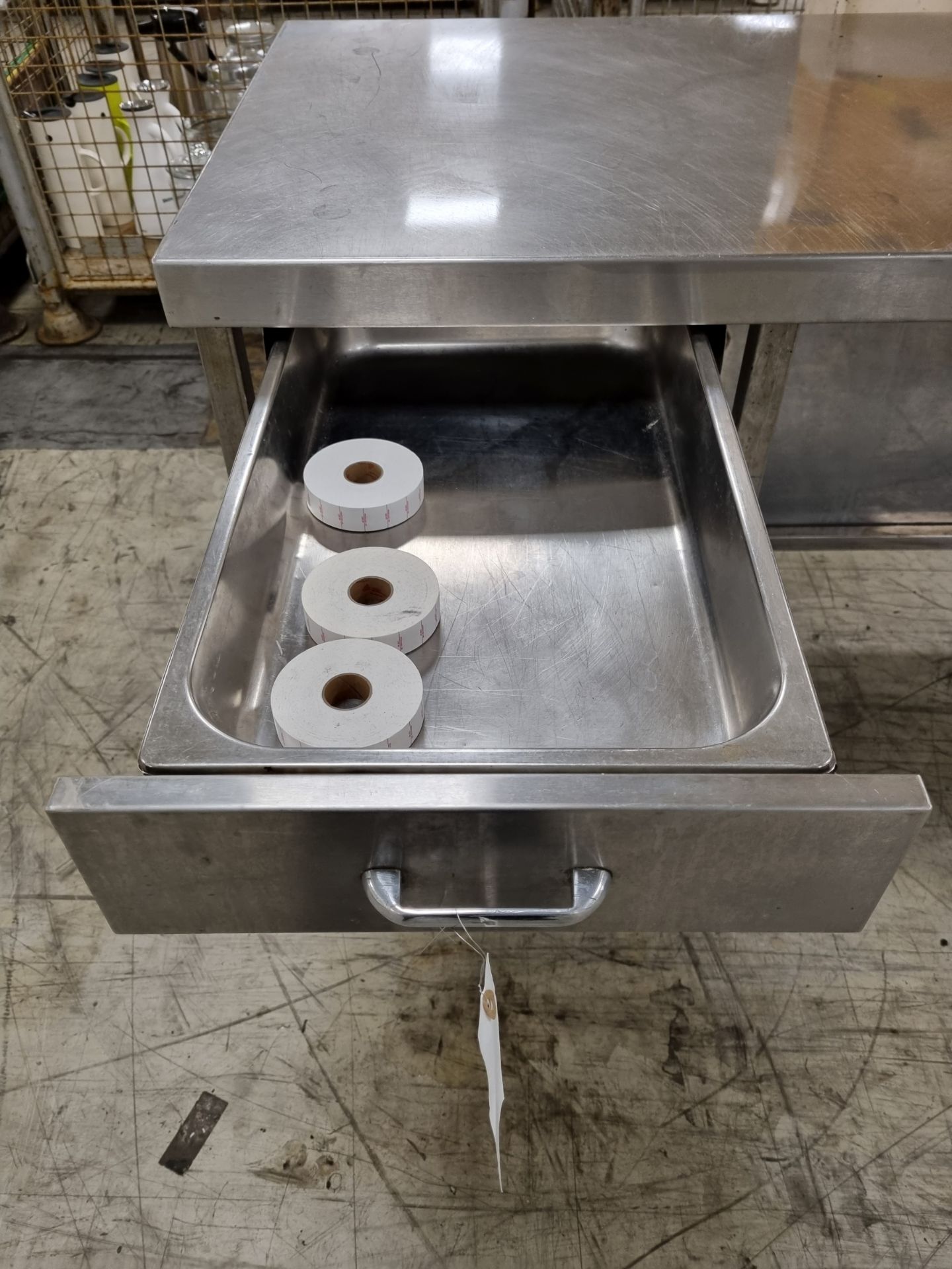 Stainless steel countertop with shelf and back wall - 65x180x92cm - Image 3 of 7