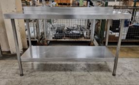 Stainless steel countertop with shelf - 60x150x96cm