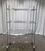 Stainless steel catering racking 4 x shelf on wheels