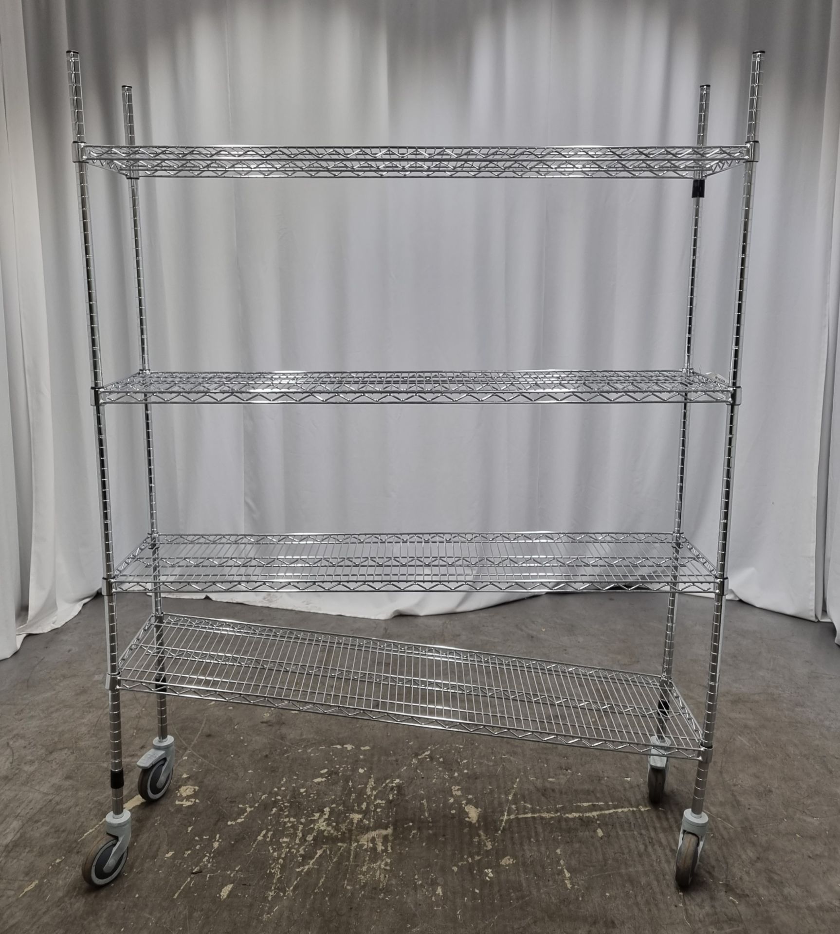 Stainless steel catering racking 4 x shelf on wheels