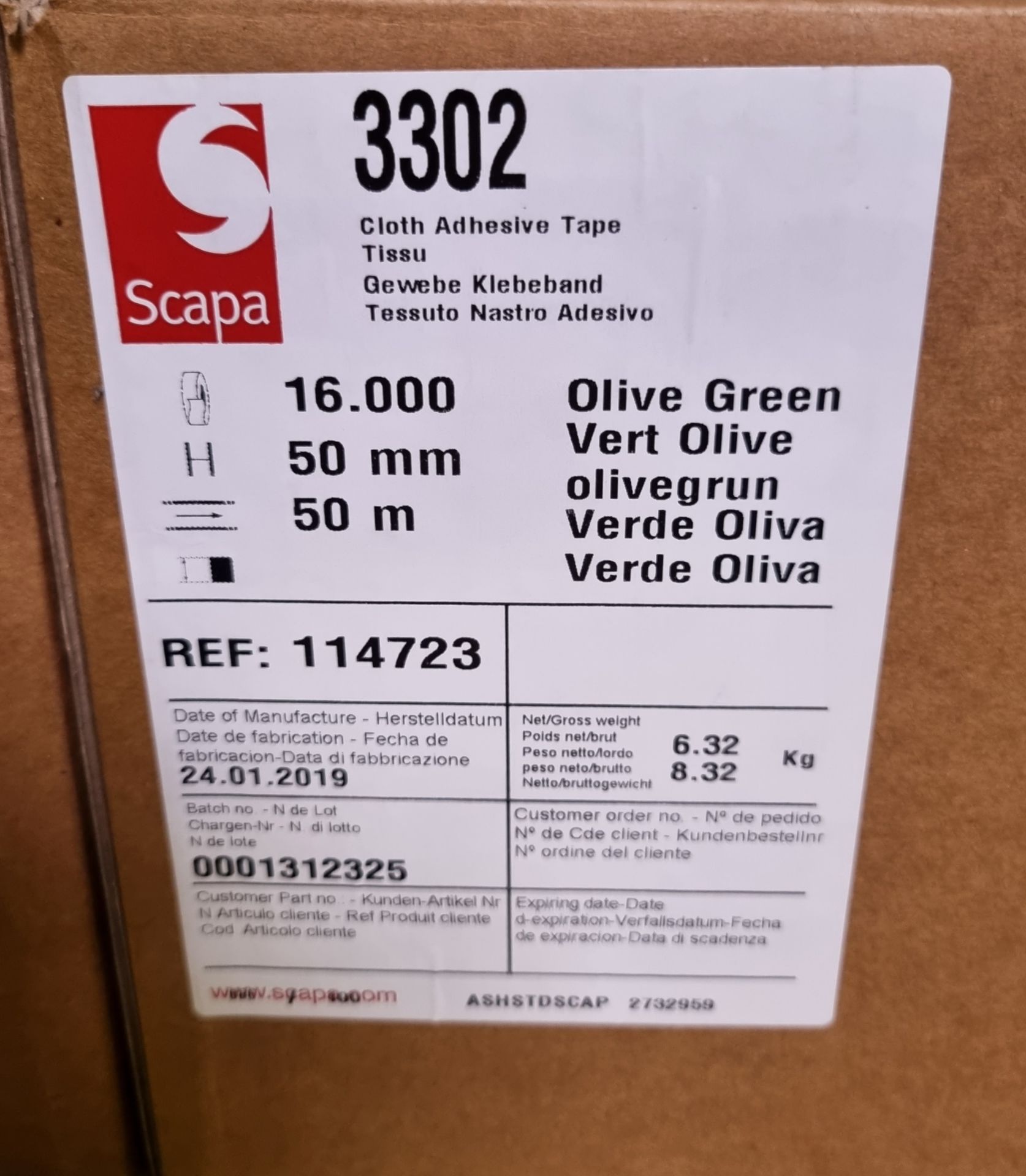 8x boxes of Scapa Cloth Adhesive Tape Green 50mm x 50m - 16 per box (16 rolls have no box) - Bild 4 aus 5