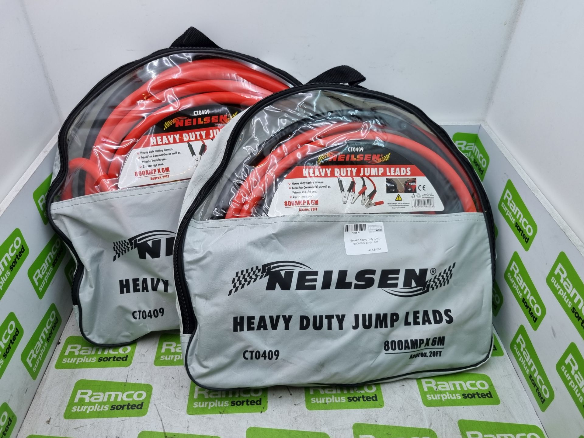 2x Neilsen heavy duty jump leads 800 amp - 6M