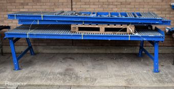 3x Metal roller conveyor belt section, 3m length
