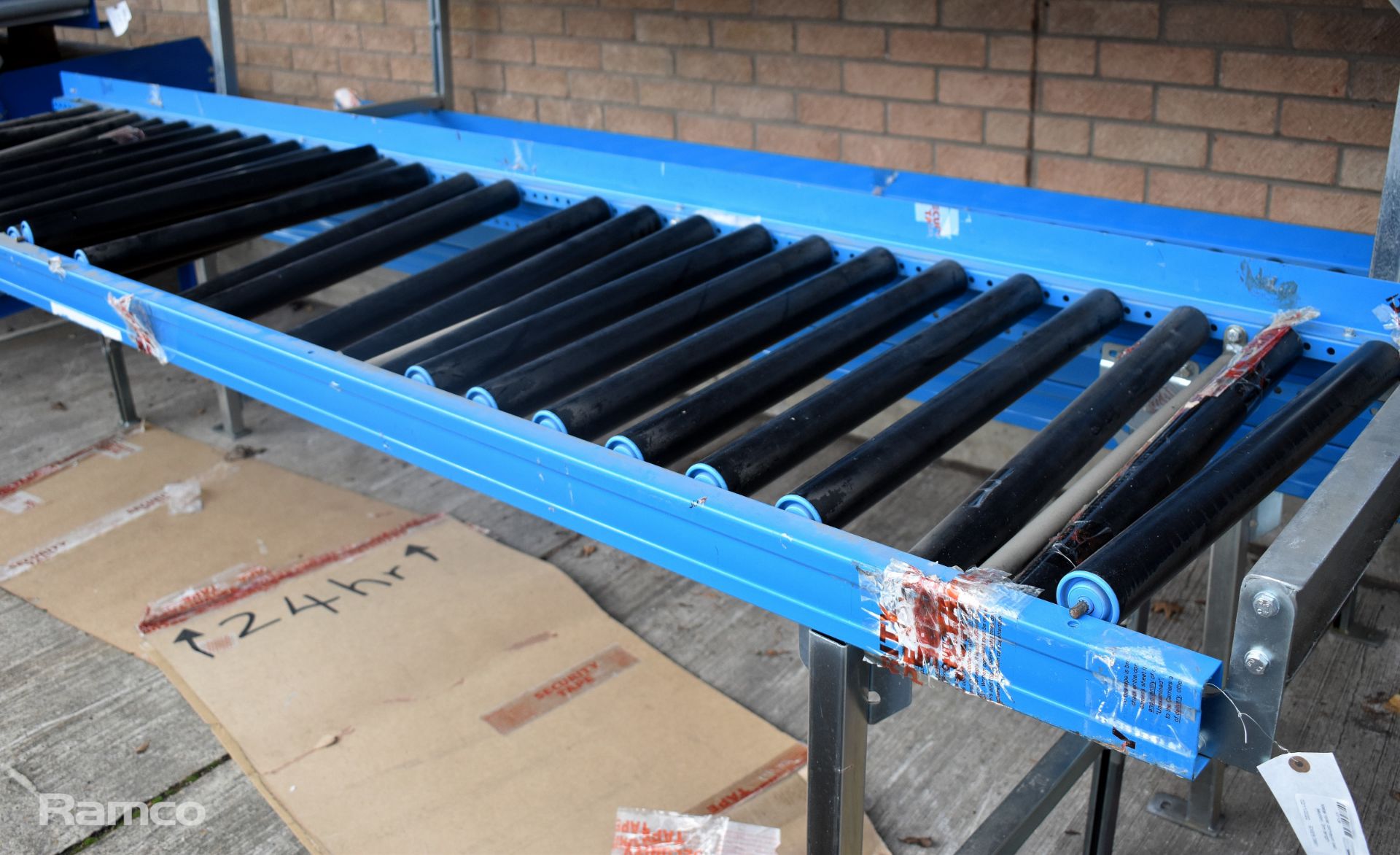 3x Metal roller conveyor belt section, 3m length - Image 4 of 7