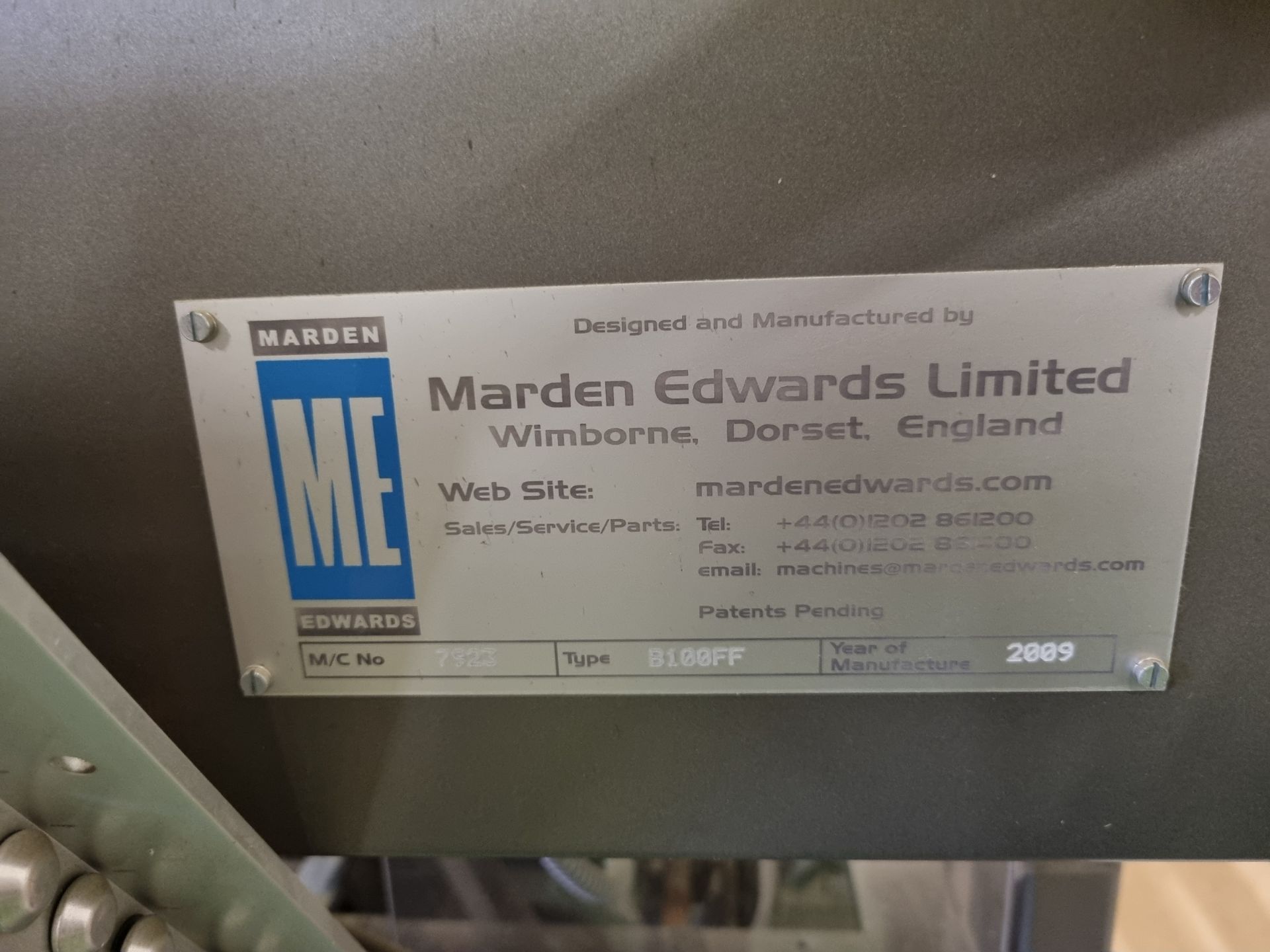 Marden Edwards B100FF overwrapping machine - 2009 - M/C number 7923 - 2.5 kW - 380/415v - 50/60Hz - Bild 5 aus 11