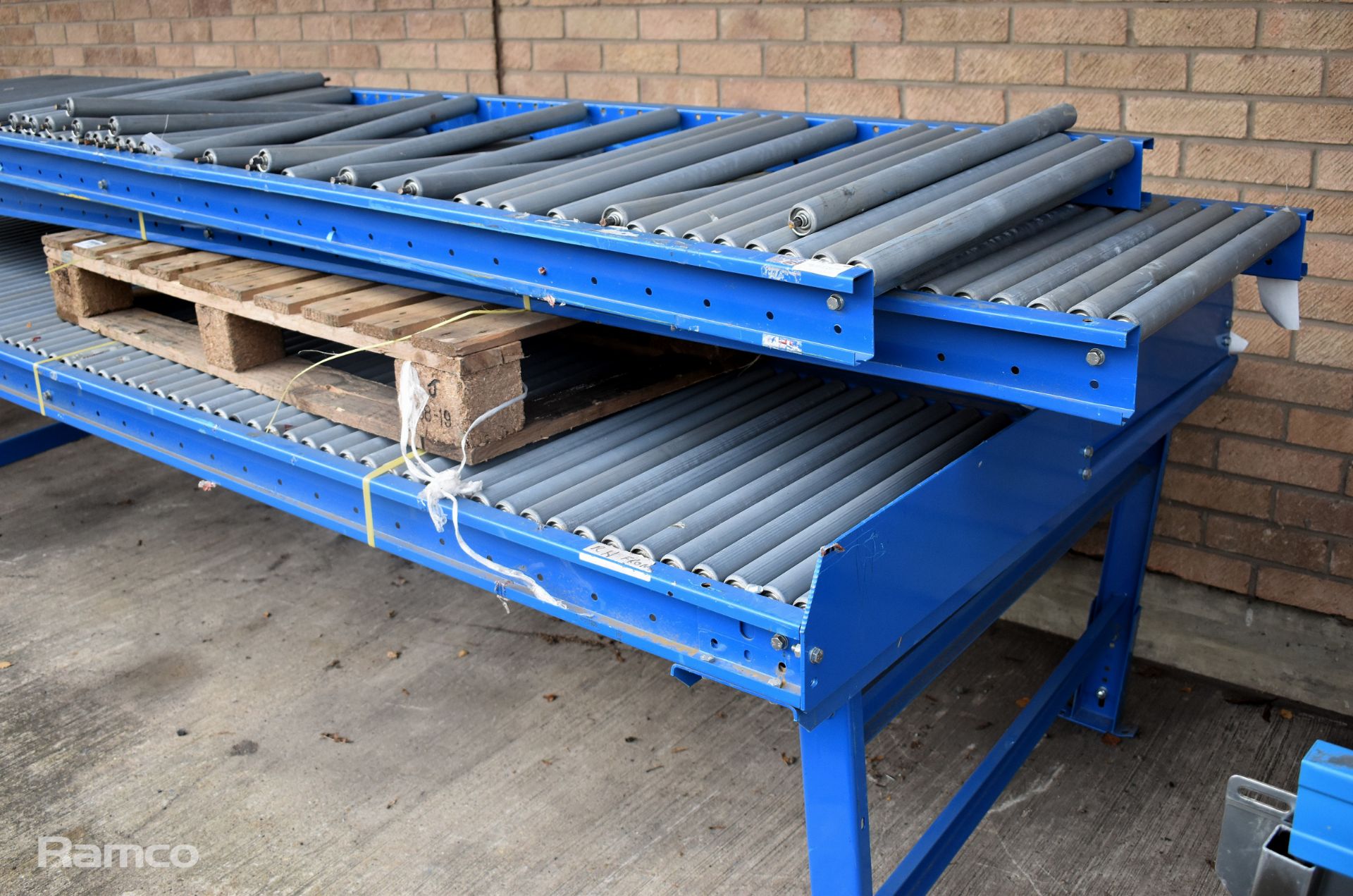 3x Metal roller conveyor belt section, 3m length - Image 3 of 6