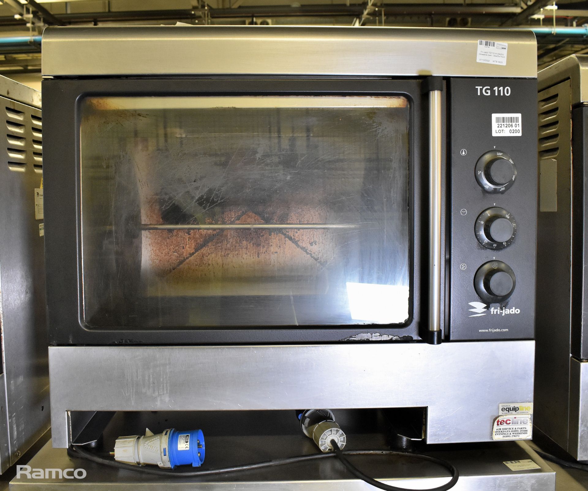 2x Fri-Jado TG110-M electric rotisserie ovens - 84 x 55 x 75cm, Stainless steel trolley - Image 2 of 6
