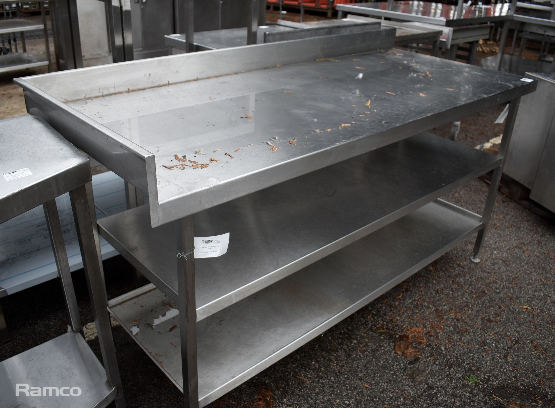 Stainless steel table with 2 shelves - L1800 x D750 x H960mm - Image 3 of 3