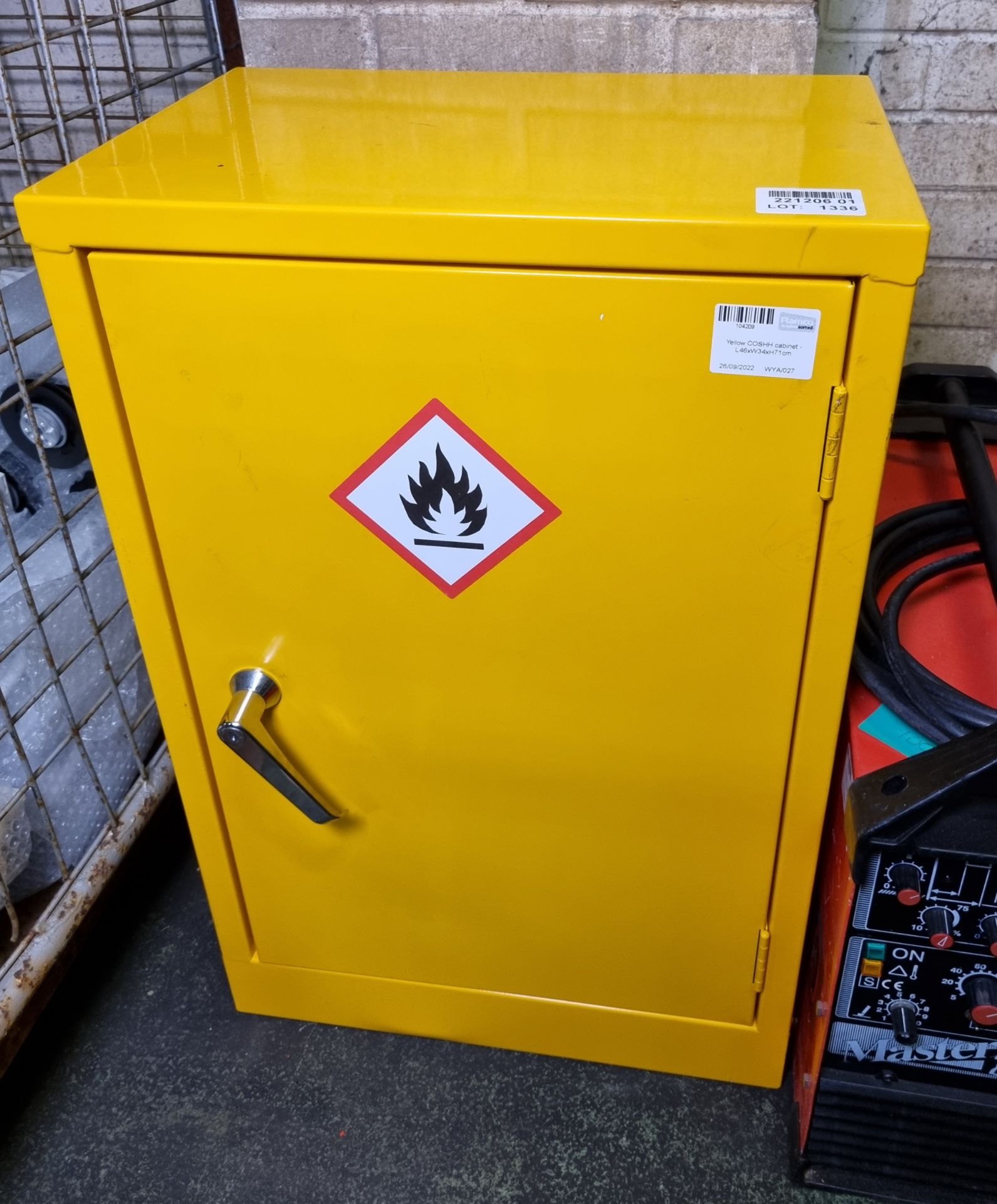 Yellow COSHH cabinet - L46xW34xH71cm