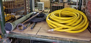 2x Yellow high pressure hoses - 45 dia x 10 m, Hand stirrup pump with chimney rods