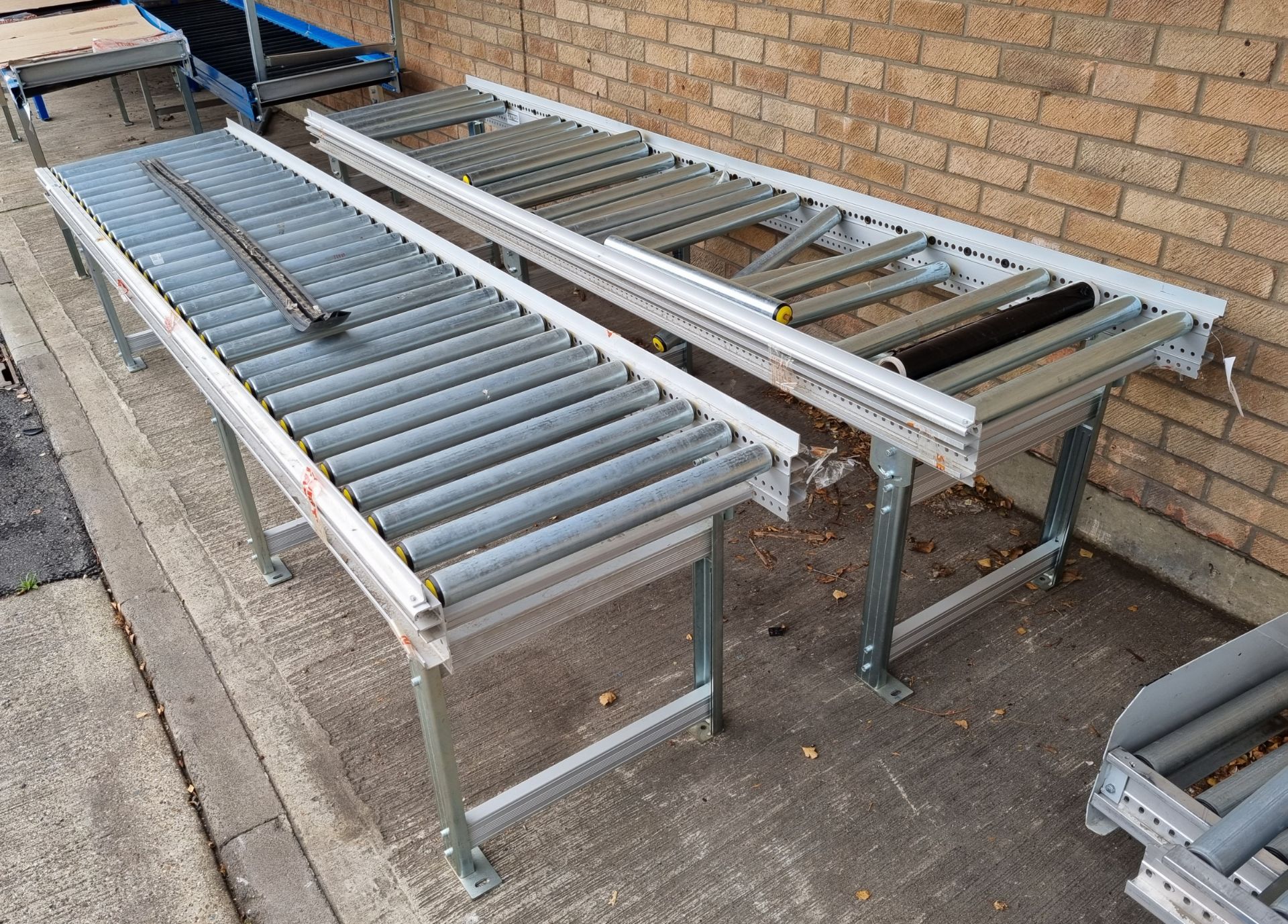 2x Metal roller conveyor belt section, 3m length - Image 3 of 5