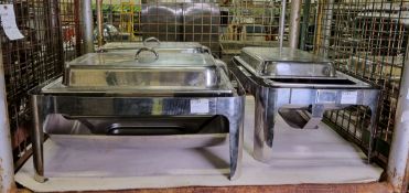 2x Olympia Madrid stainless steel chafing dishes with roll top lid, Olympia Madrid stainless steel