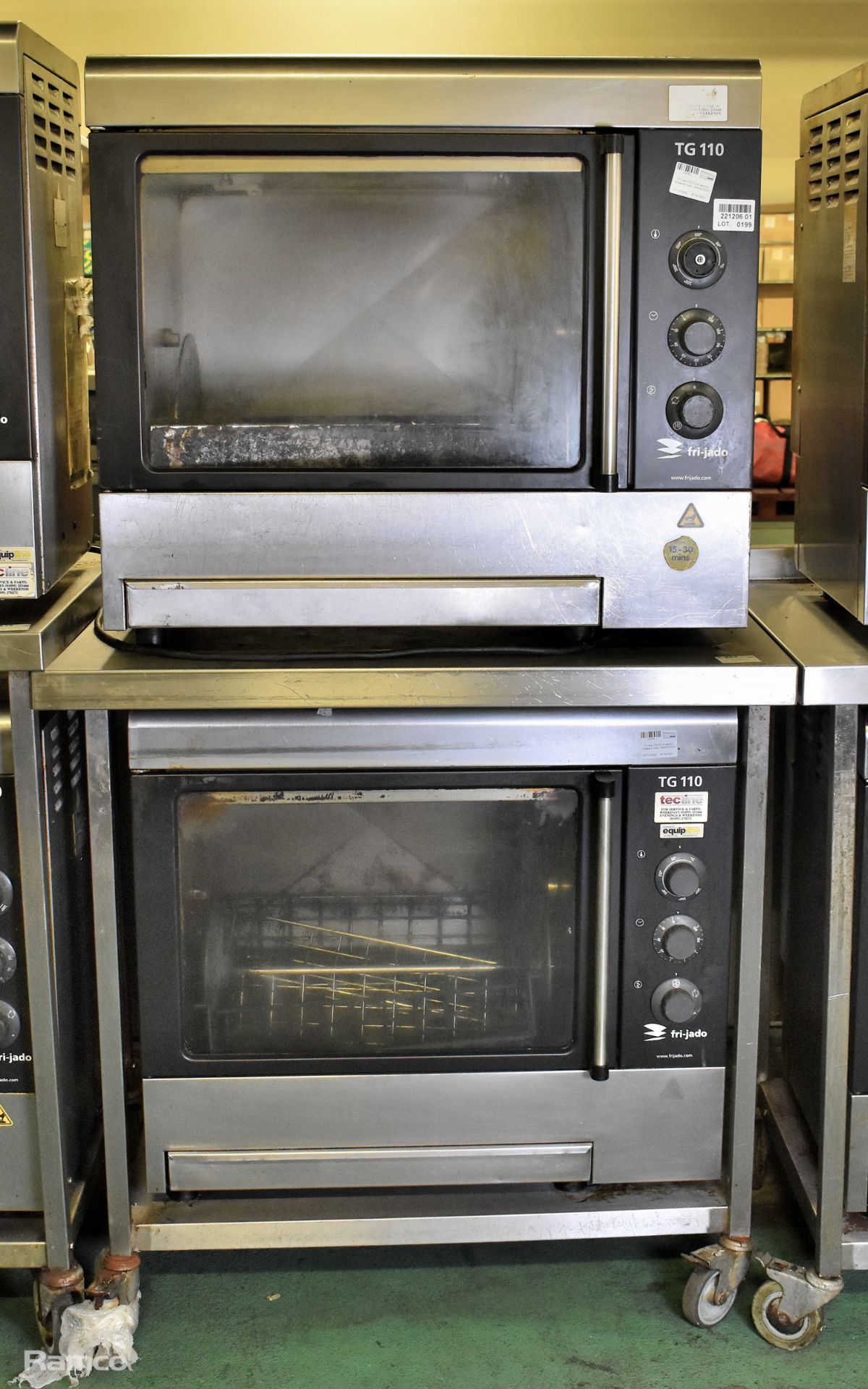 2x Fri-Jado TG110-M electric rotisserie ovens - 84 x 55 x 75cm, Stainless steel trolley