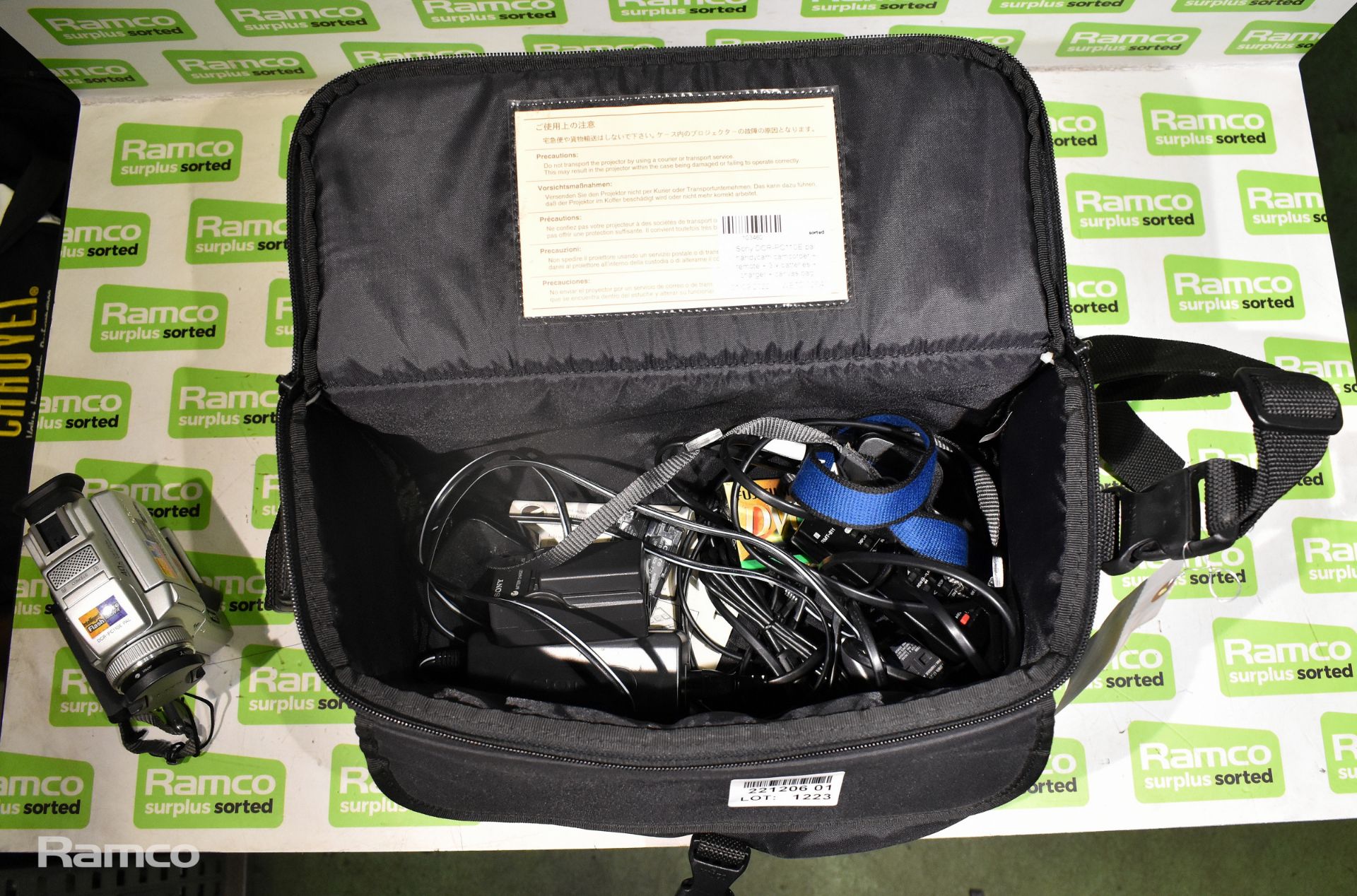 Sony DCR-PC110E pal handycam camcorder + remote + 3 x batteries + charger + canvas bag - Image 2 of 10