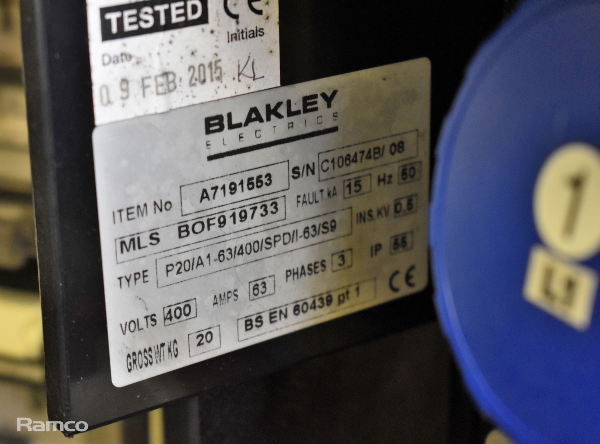 Blakley Electrics P20/A1-63/400/SPD/I-63/S9 - 9x 230V plugs, 1x 415V plug electric distribution box - Image 4 of 4