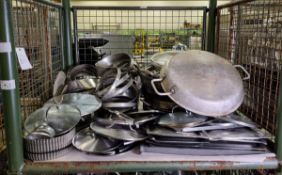 Catering equipment - pots, pans, lids and cake tins of assorted types, shapes and sizes