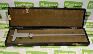 12" Benson Vernier caliper with imperial and metric scale, in case