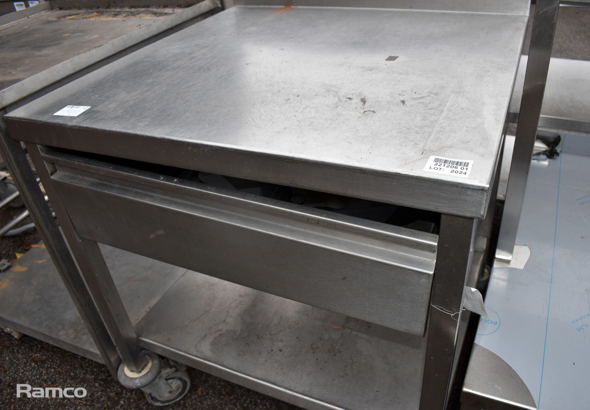 Portable stainless steel countertop with drawer and shelf - 80 x 80 x 102cm - Image 3 of 3