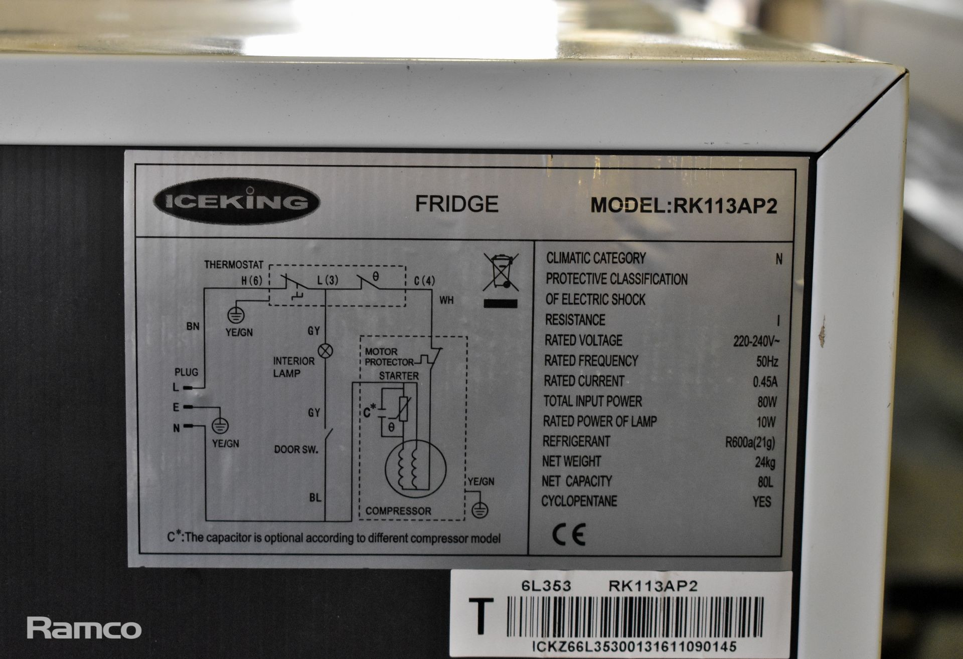 Iceking RK113AP2 under counter fridge, Vax C90-AS-B-AS Astrata bagless cylinder vacuum - Image 8 of 13