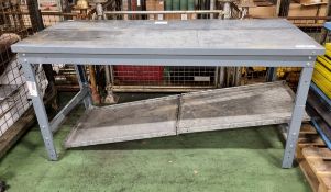 Metal workshop table with adjustable height legs - dimensions: 185 x 80 x 90cm