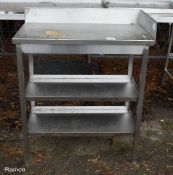 Stainless Steel left-hand 3-tier table L 44 x W 83 x H 90cm