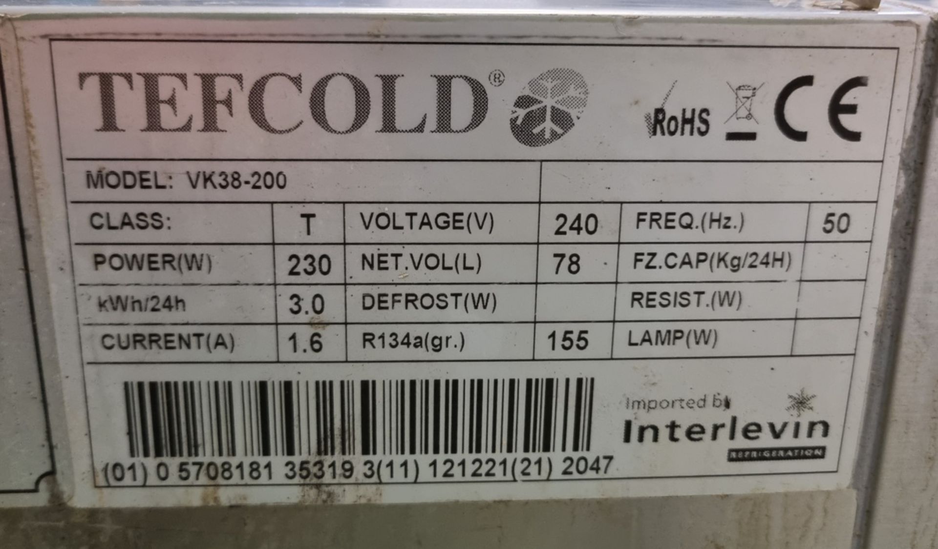 Tefcold PT1310-VK ingredient storage unit - 240V 5hz - L202 x W80 x H99cm - Image 5 of 5