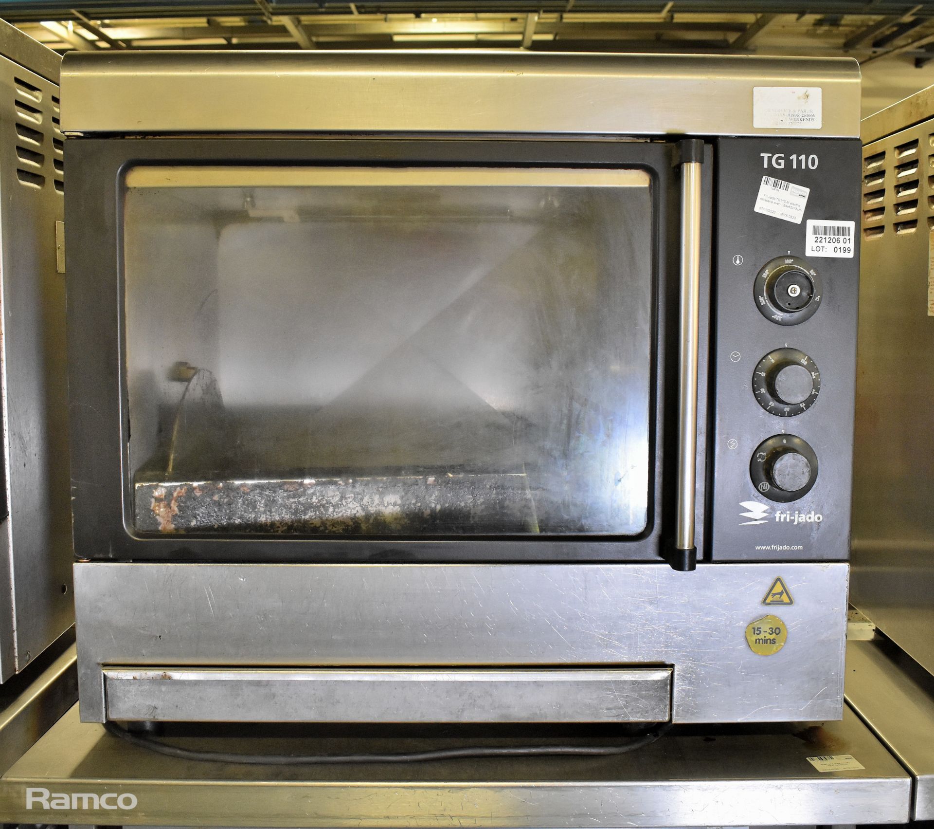 2x Fri-Jado TG110-M electric rotisserie ovens - 84 x 55 x 75cm, Stainless steel trolley - Image 2 of 7