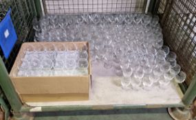 Wine glasses, various shapes and sizes