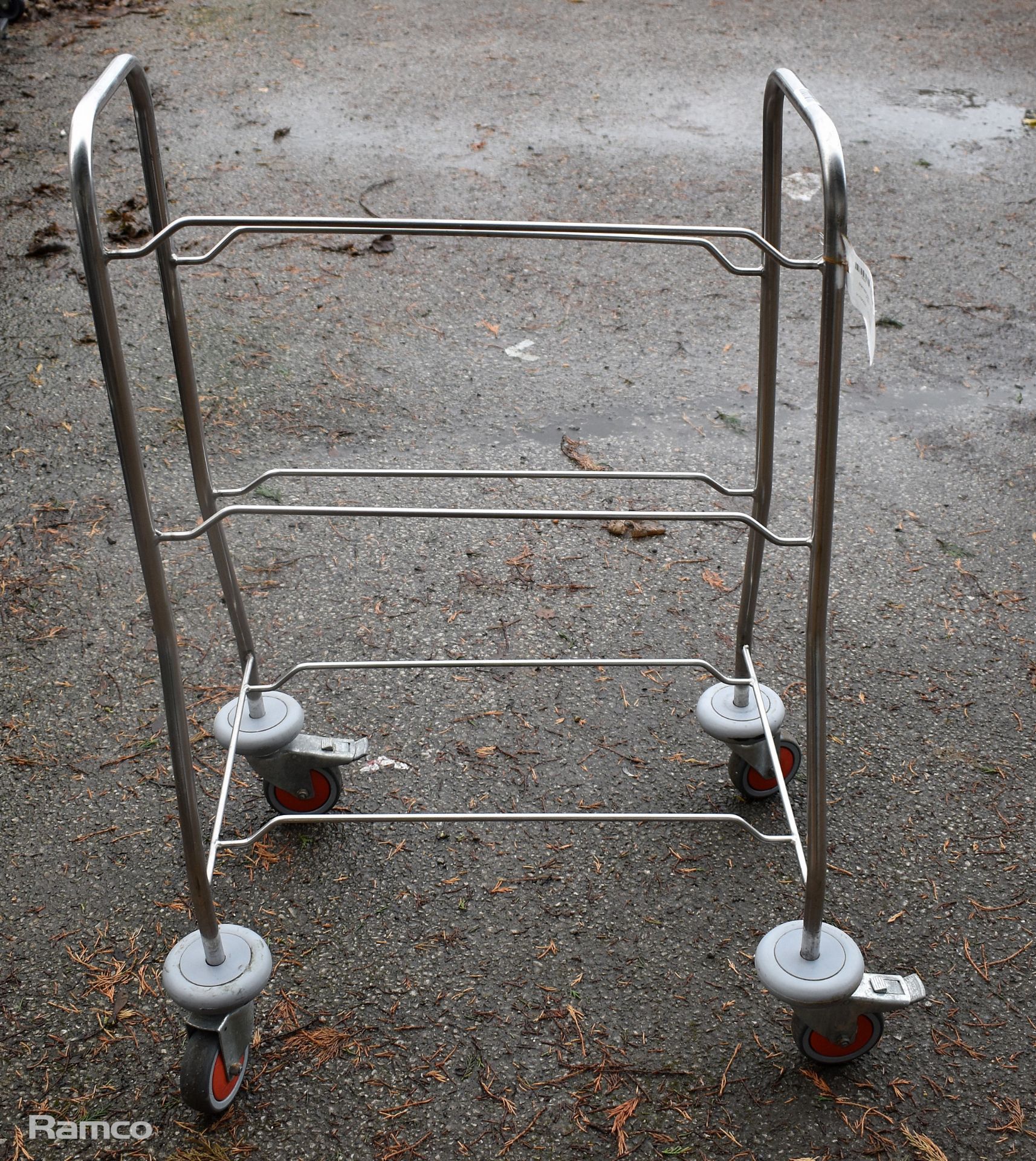 Stainless steel trolley on wheels