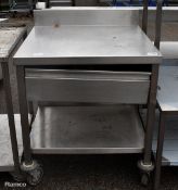Portable stainless steel countertop with drawer and shelf - 80 x 80 x 102cm