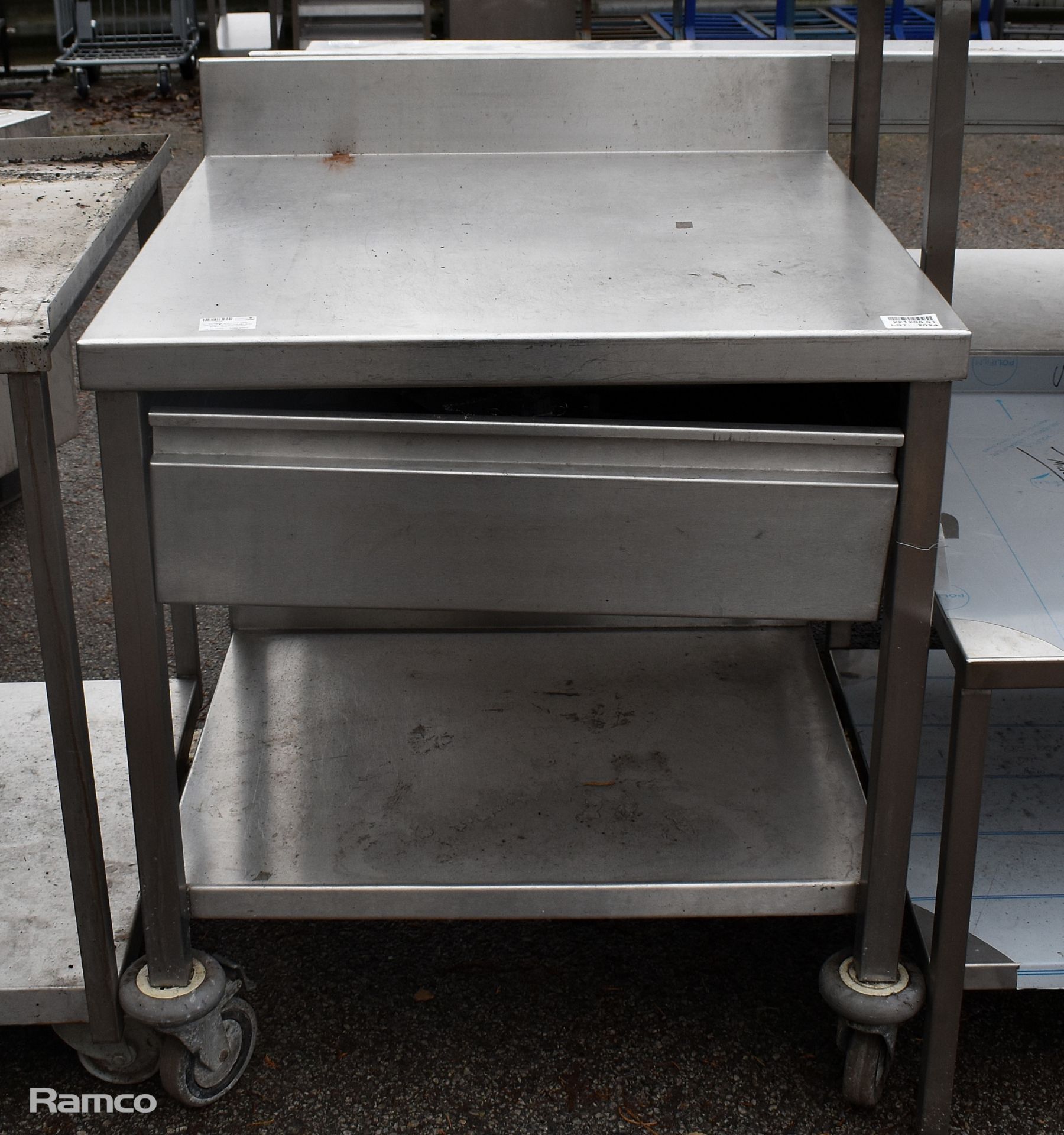 Portable stainless steel countertop with drawer and shelf - 80 x 80 x 102cm