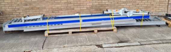 Metal conveyor roller sections, 2 lengths - 490 x 51 x 30cm