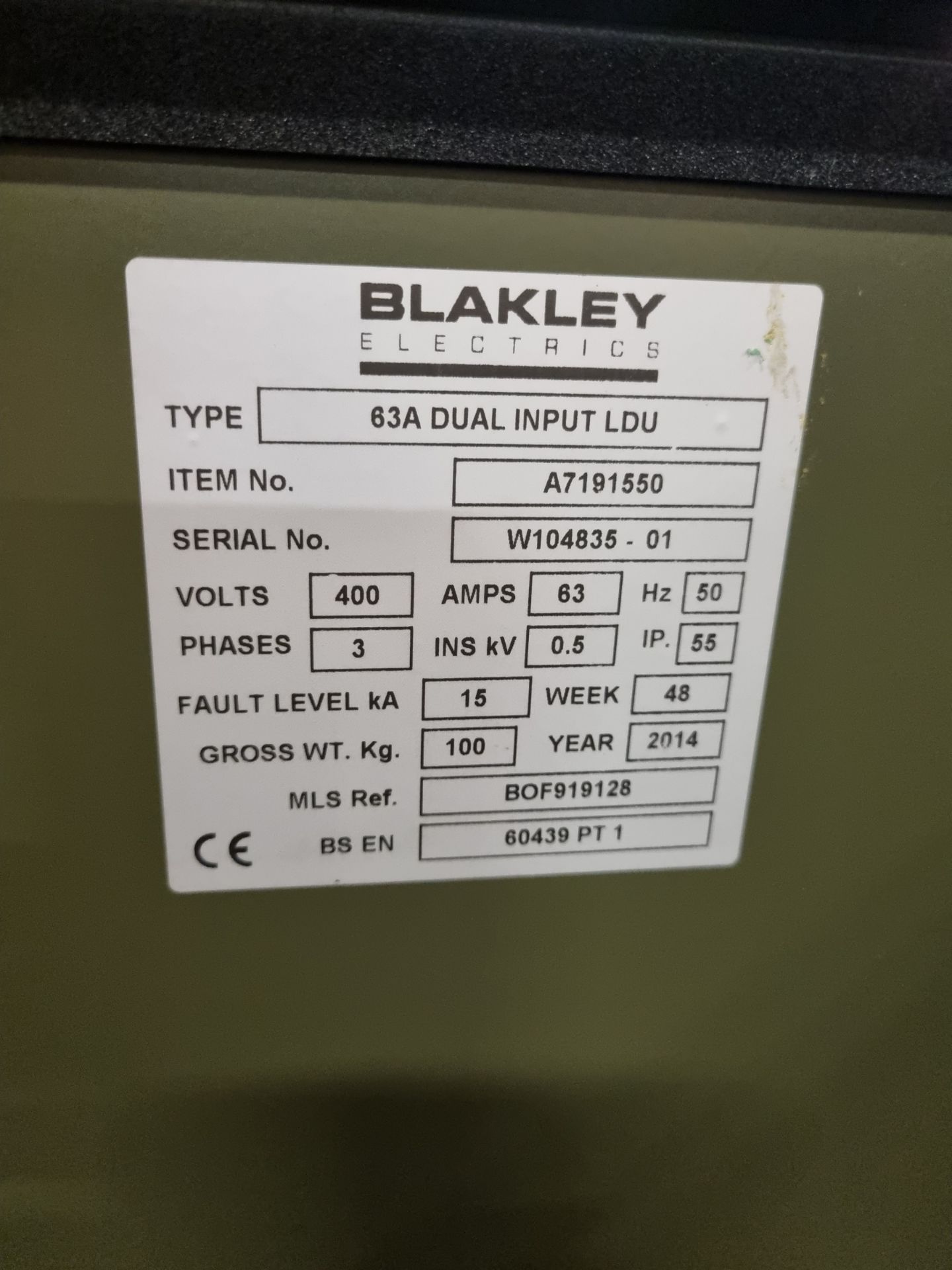Blakley Electrics 63A Dual Input LDU - 400V - 3 phase - 63A - 50hz - Image 7 of 7