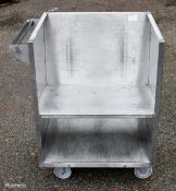 Stainless steel serving tray collection trolley - dimensions: 72 x 53 x 83cm