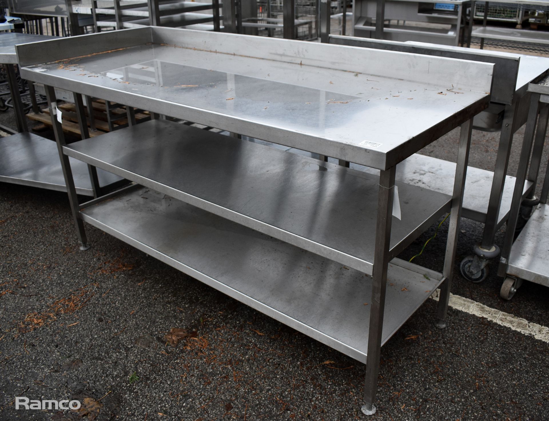 Stainless steel table with 2 shelves - L1800 x D750 x H960mm - Image 2 of 3