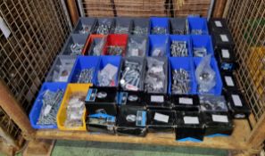 Multiple metric bolts, set screws, nuts, washers