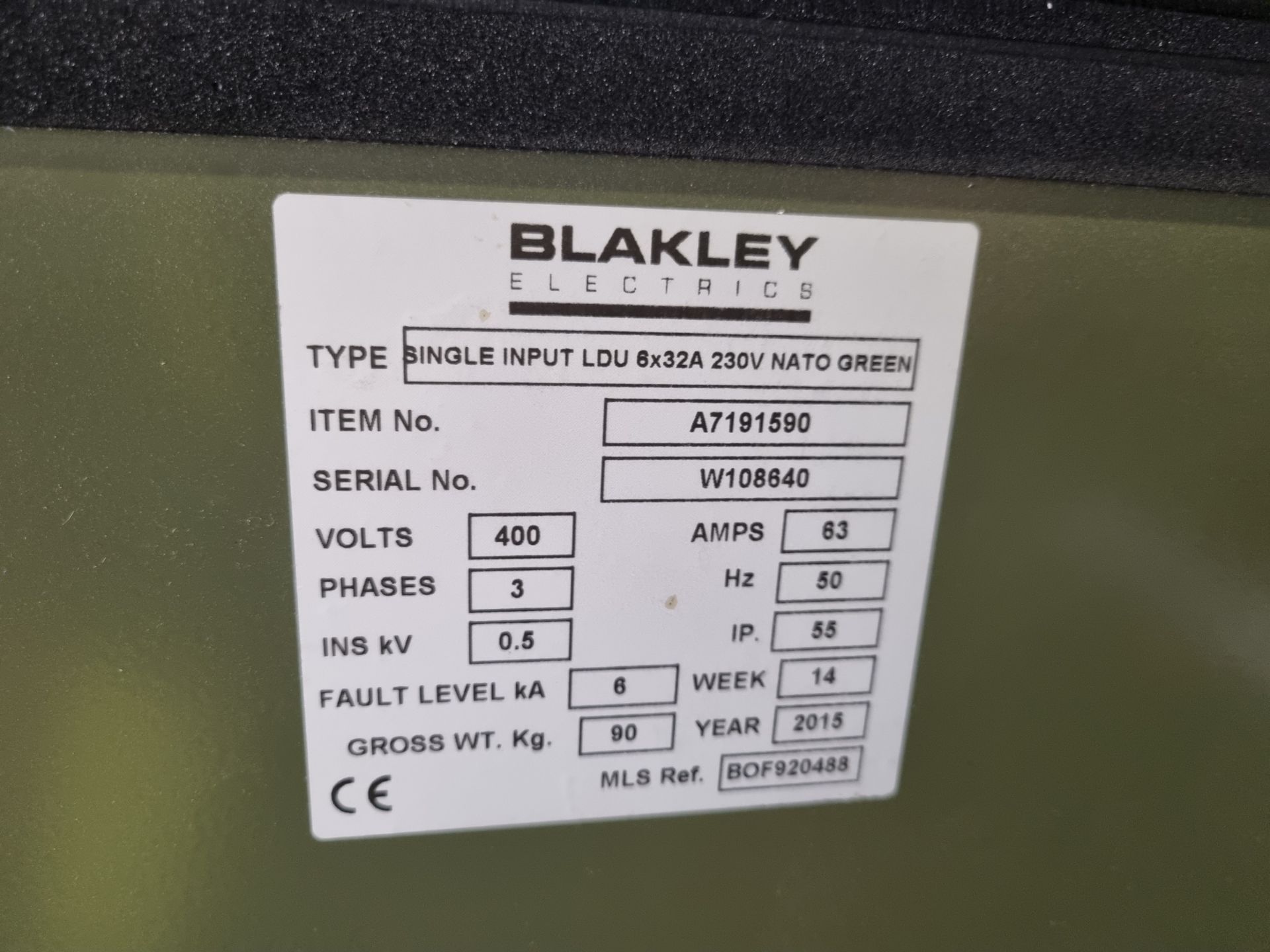 Blakley Electrics single input LDU 6x32A 230V Nato Green - 400V - 3 phase - 63A - 50hz - Image 8 of 9