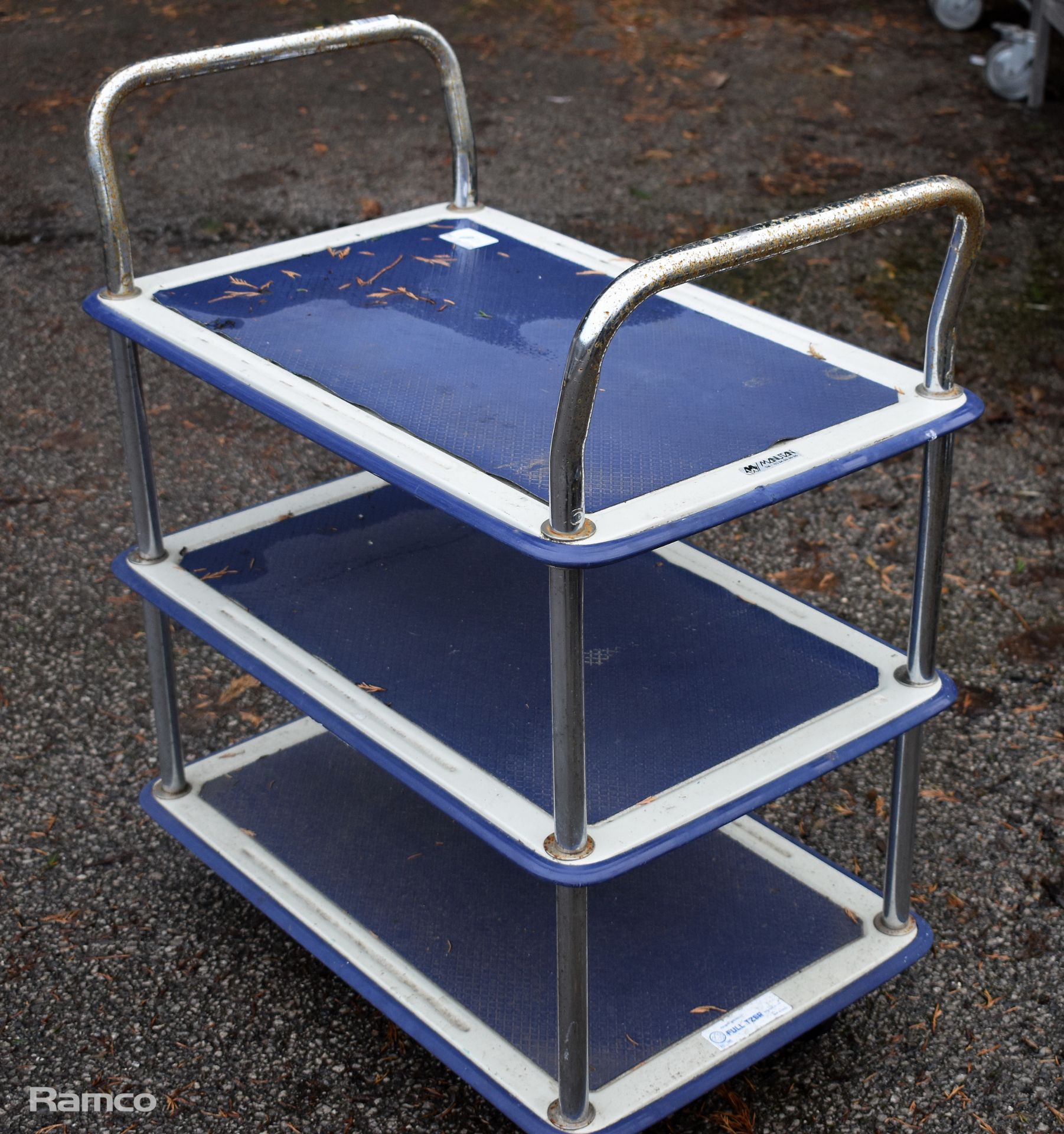 2x 3 shelf order picking trolley with metal handles - 74 x 48 x 90cm - Image 4 of 5