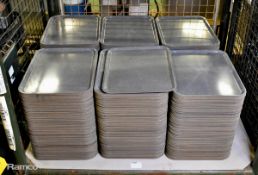 Grey plastic meal trays, approx 650 - 33 x 43 x 2cm