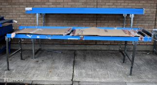 3x Metal roller conveyor belt section, 3m length