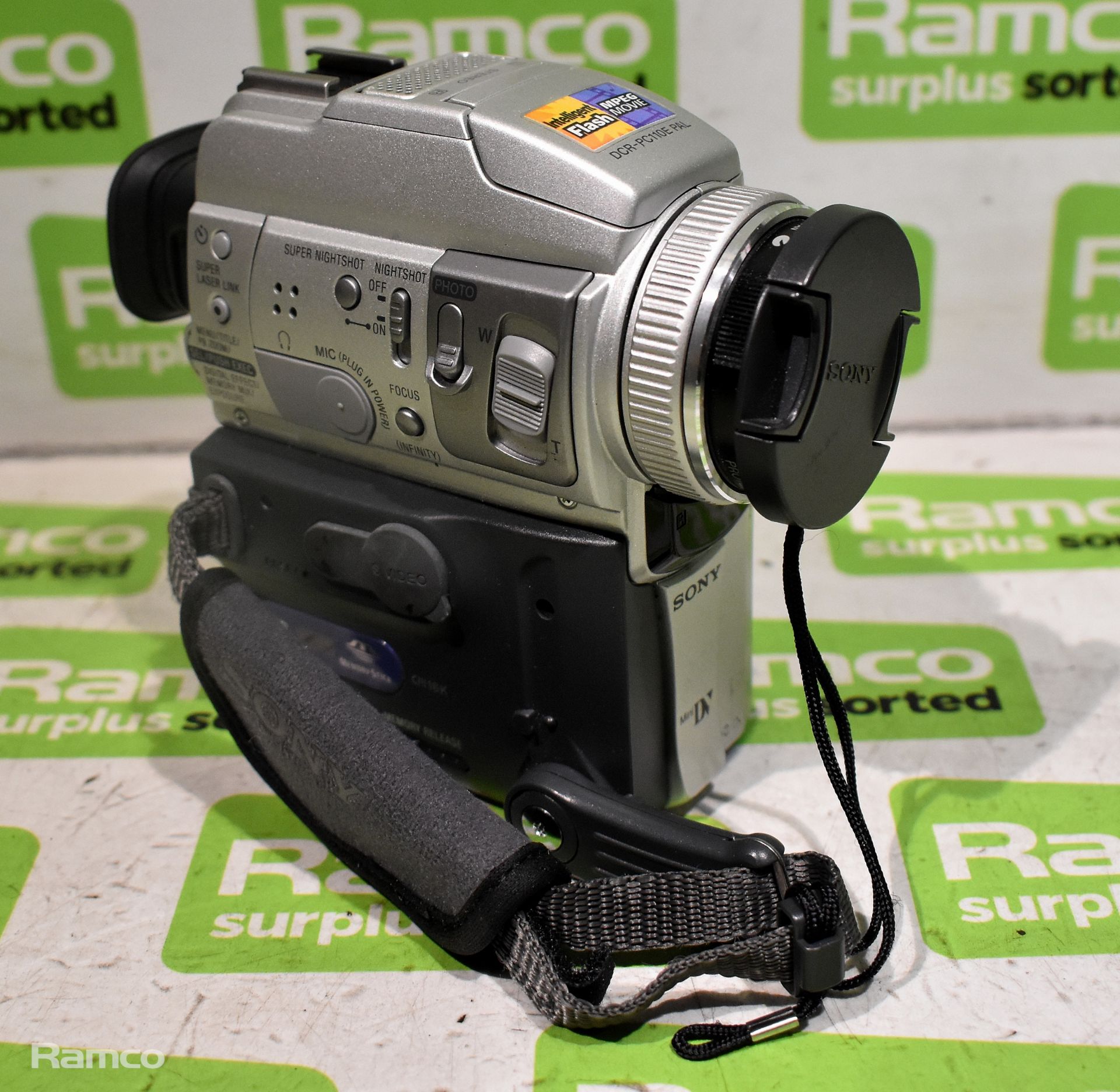 Sony DCR-PC110E pal handycam camcorder + remote + 3 x batteries + charger + canvas bag - Image 4 of 10