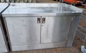 Stainless steel floor cupboard with upstand - dimensions: 150 x 70 x 96cm