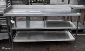 Stainless steel table with 2 shelves - L1800 x D750 x H960mm