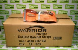 Warrior BDV1612 Endless 8M ratchet straps, 10x per box